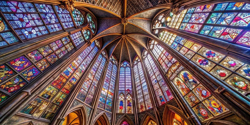 Heavenlight and Intricate Detail A Cathedral Takes Stunning Architectural Tapestry stock illustrationer