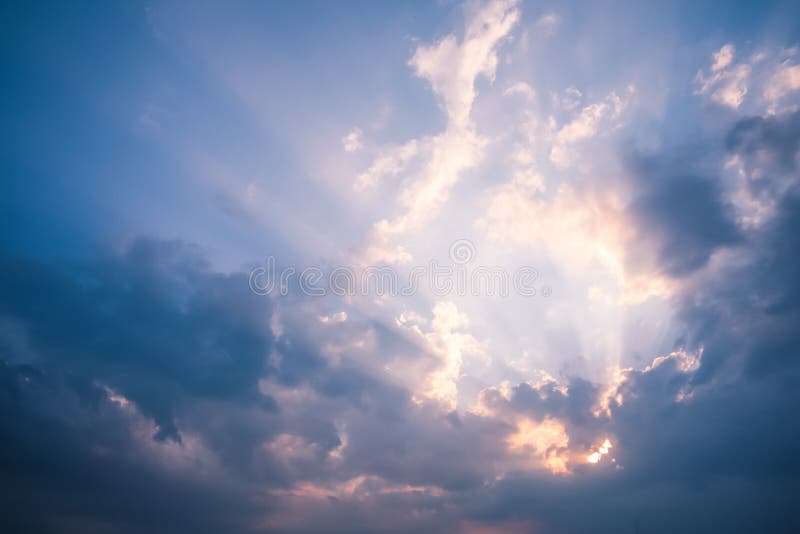 Heavenly Light Rays Piercing Through the Clouds over the Greek S stock images