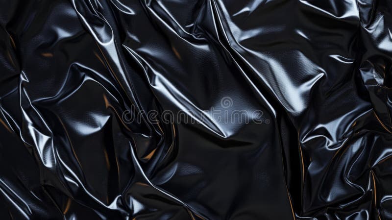 A heavily wrinkled black plastic poster with deep creases running across the surface. The glossy royalty free stock photos