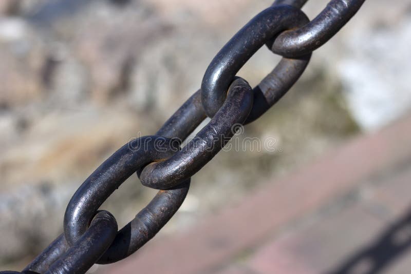 Heavy Cast Iron Chain with Rust. Stock Image - Image of river, oxidized:  216507005
