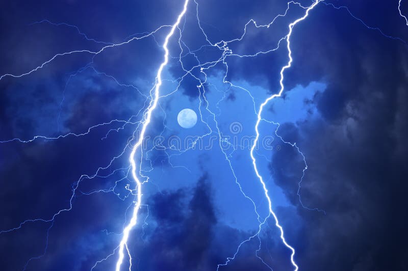 Heavy clouds bringing thunder and lightnings royalty free stock photography