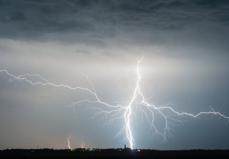 Heavy clouds bringing thunder, lightnings and storm royalty free stock photo