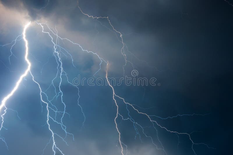 Heavy clouds bringing thunder lightnings and storm royalty free stock photos
