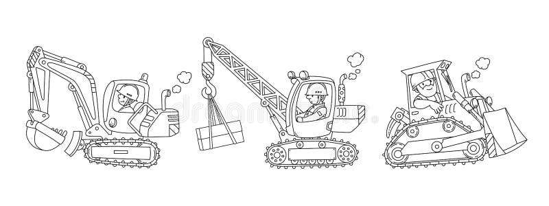 Heavy construction machinery. Cars with drivers