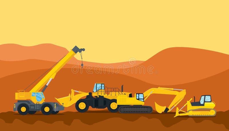 A Heavy Construction Tools Machine Equipment on the Site Area Vector ...