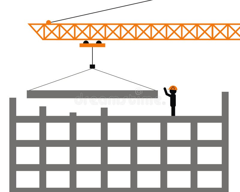 Heavy crane and worker vector illustration