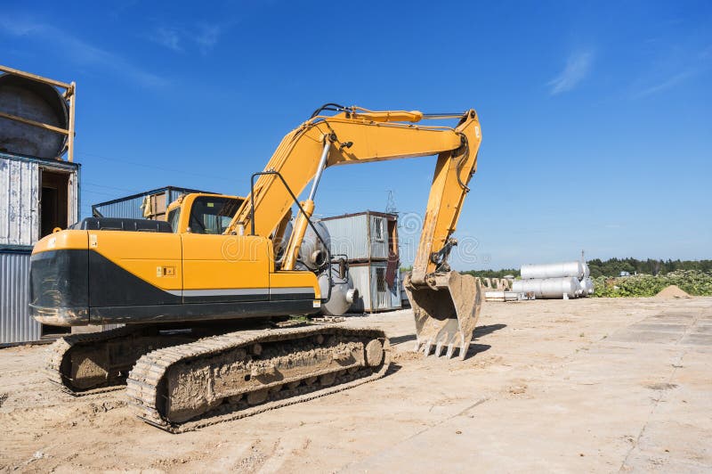 Heavy Excavator with Shovel Stock Image Image of lake, bulldozer