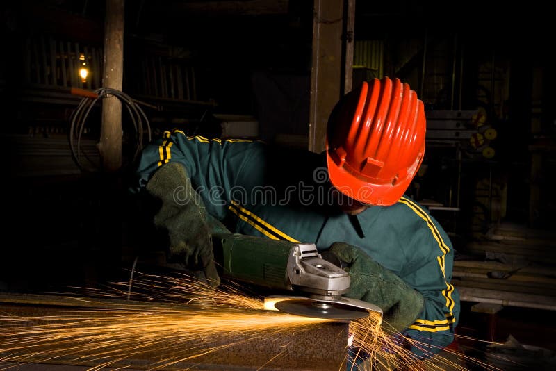 Heavy Industry Manual Worker with Grinder 02 Stock Image Image of