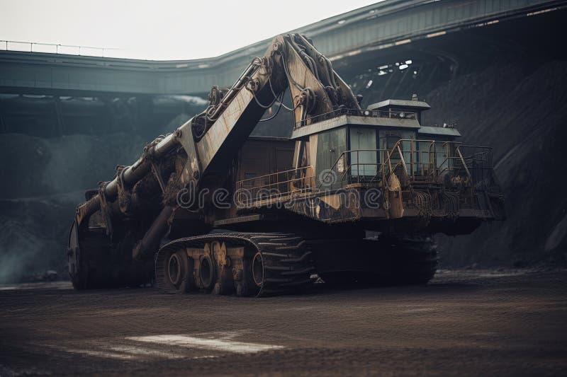 Heavy Machinery in the Mining Quarry, Coal Industry. Generative AI