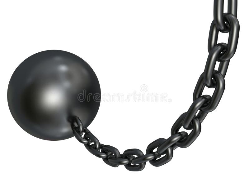 heavy metallic wrecking chain sphere isolated on white background vector illustration