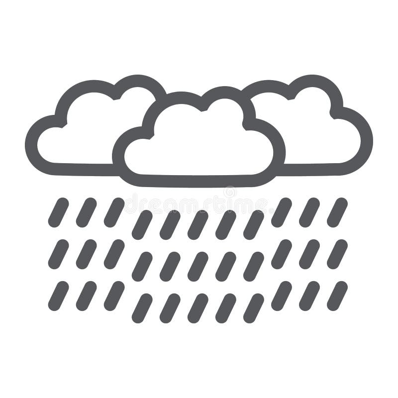 Heavy rain line icon, weather and meteorology, raincloud sign, vector graphics, a linear pattern on a white background, eps 10.