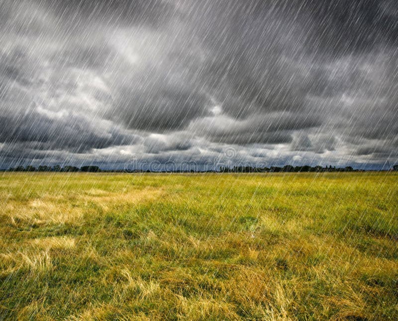 Heavy Rain over a prairie royalty free stock photography