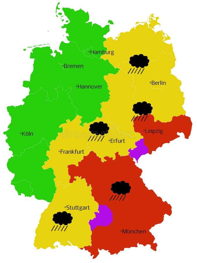Heavy Rain Storm Map of Germany Stock Illustration Illustration of
