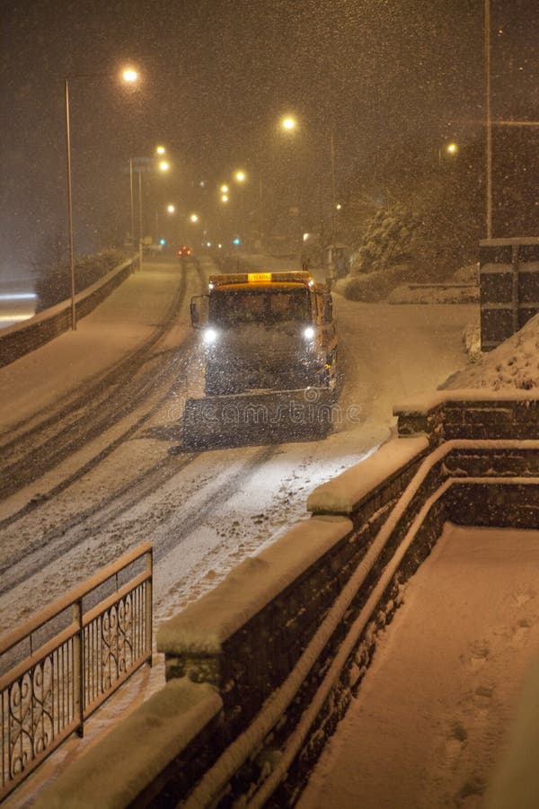 Heavy snow fall with snow plow / gritters