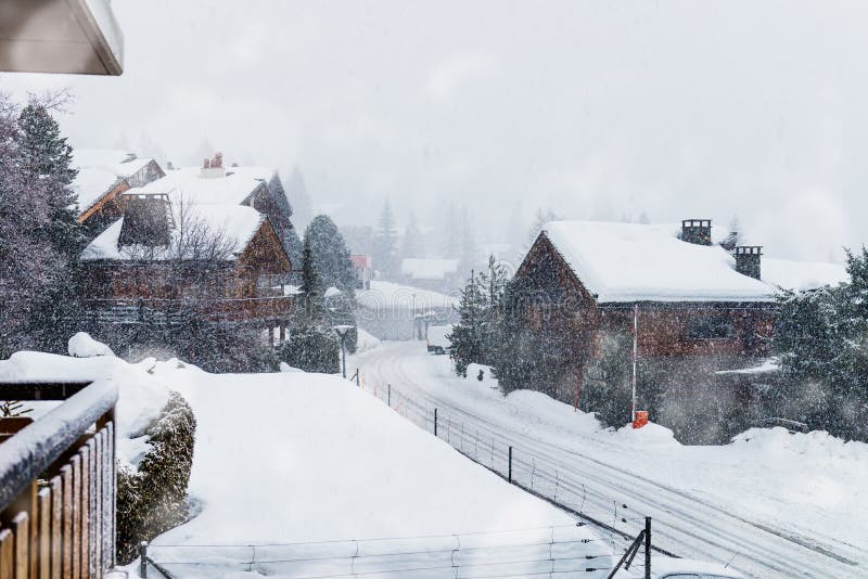 Winter view on the valley in Swiss Alps, Verbier, Switzerland