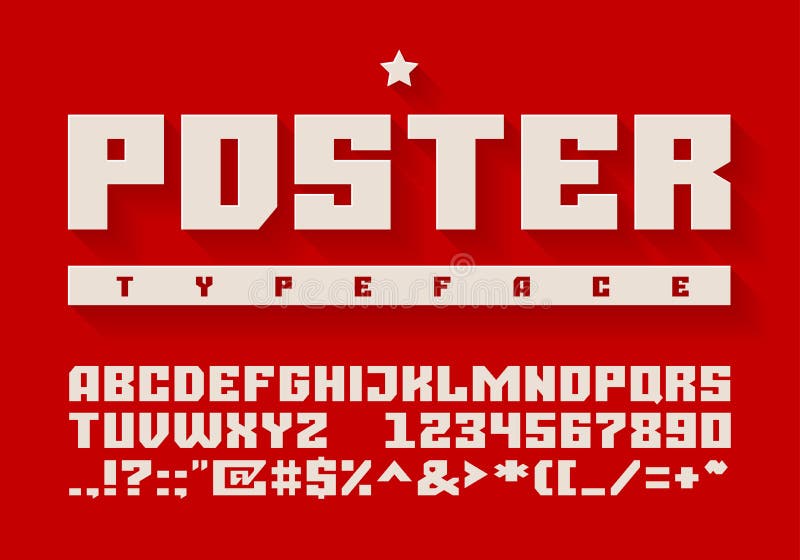 Heavy typeface. Uppercase letters, numbers and symbols stock illustration Heavy typeface. Uppercase letters, numbers and symbols stock illustration
