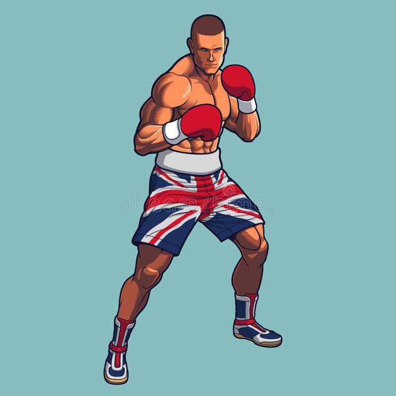 Boxing Fighter wearing UK flag Shorts