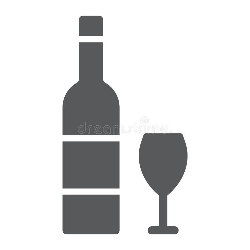 Hebrew wine glyph icon, jewish and drink, bottle and glass sign, vector graphics, a solid pattern on a white background. stock illustration