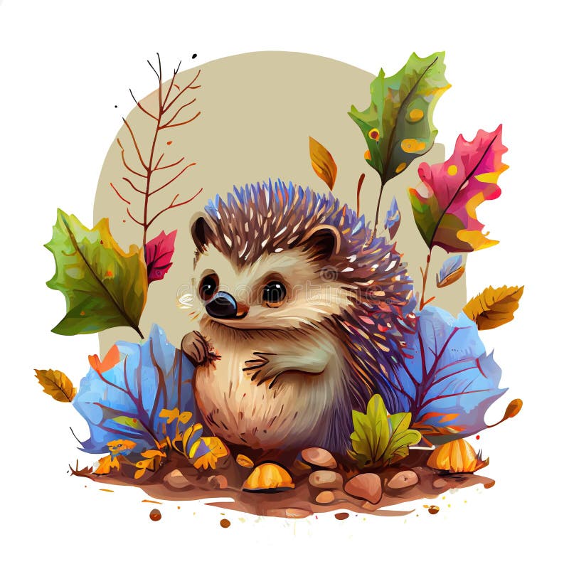 Hedgehog Illustration on White Background. Generative AI Stock Photo ...