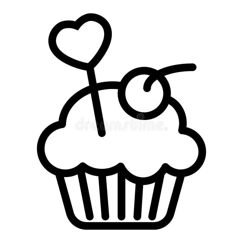 Heerlijke cupcake, het pictogram van de muffinlijn Romige cake vectordieillustratie op wit wordt geïsoleerd De stijlontwerp van h vector illustratie Heerlijke cupcake, het pictogram van de muffinlijn Romige cake vectordieillustratie op wit wordt geïsoleerd De stijlontwerp van h vector illustratie