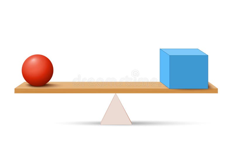 Hefboom met doos en bal vector illustratie Hefboom met doos en bal vector illustratie