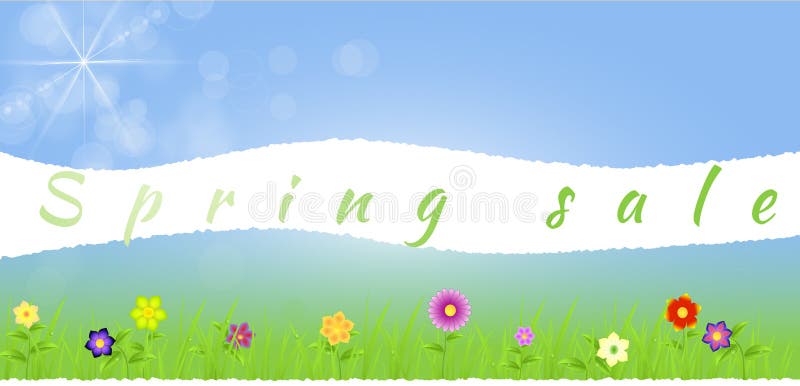 Heftige mittlere Frühlingspapierlandschaft mit Blumen lizenzfreie abbildung Heftige mittlere Frühlingspapierlandschaft mit Blumen lizenzfreie abbildung