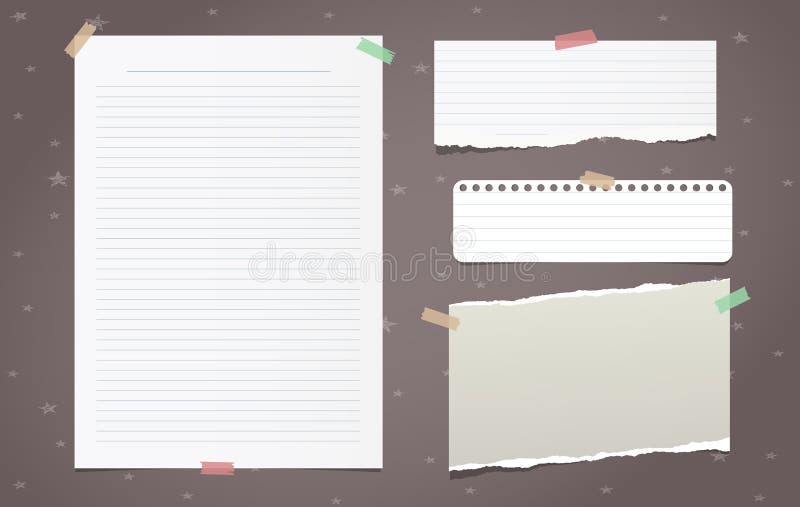 Heftiges Weiß zeichnete Briefpapierstücke, Notizbuchblatt für den Text, der auf braunem Hintergrund fest ist Auch im corel abgeho vektor abbildung