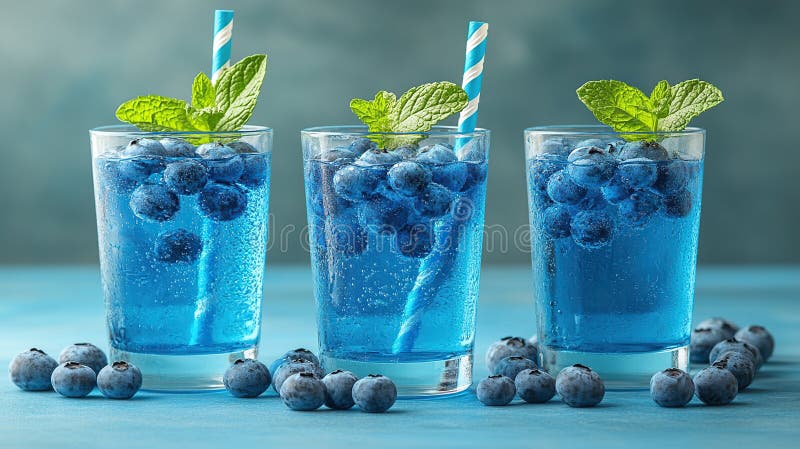 Erfrischende Blaubeergetränke mit Minze lizenzfreie abbildung