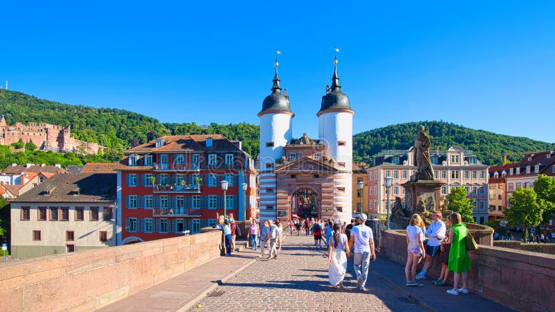 Heidelberg, Germany: On the Karl Theodor Bridge which is commonly known as the Old Bridge. royalty free stock images Heidelberg, Germany: On the Karl Theodor Bridge which is commonly known as the Old Bridge. royalty free stock images