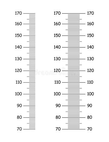 Height Chart from 70 To 170 Centimeters. Set of Mockups for Wall Growth