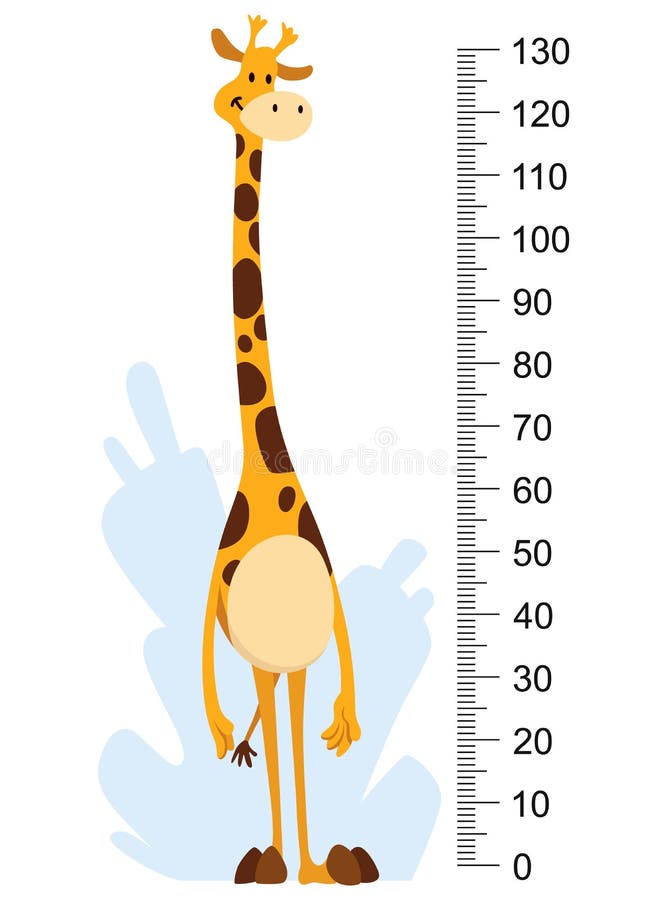 Height Measure with Growth Ruler Chart with Cute Cartoon Giraffe Animal