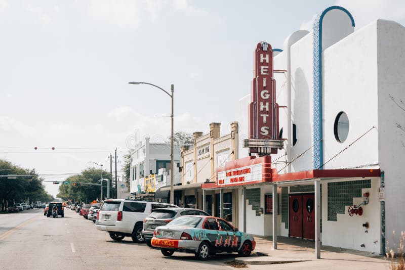 The Heights Theater sign, in Houston, Texas stock photography