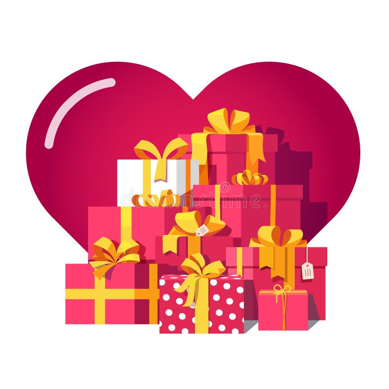 Heilig-Valentinsgrußtagesrotgeschenkboxen lizenzfreie abbildung Heilig-Valentinsgrußtagesrotgeschenkboxen lizenzfreie abbildung