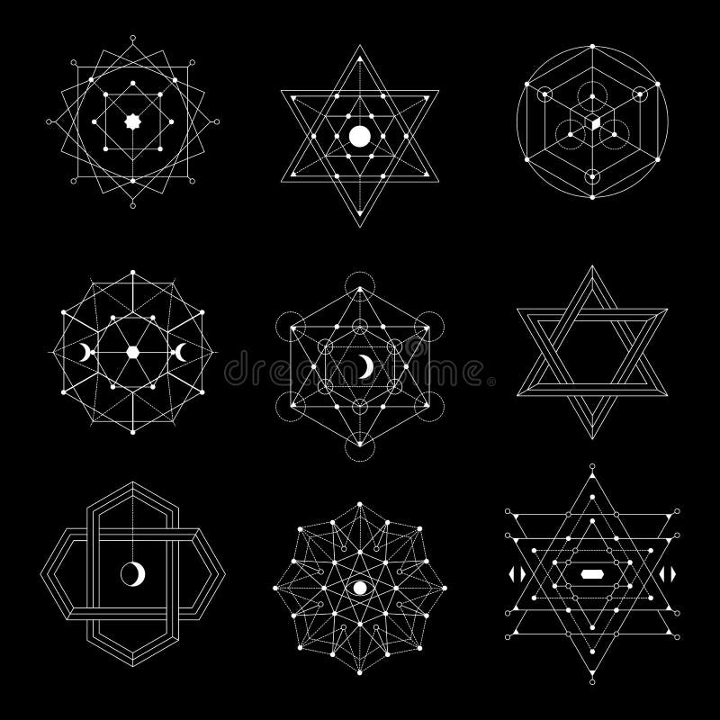 Sacred geometry symbols set. Vector illustration. Sacred geometry symbols set. Vector illustration