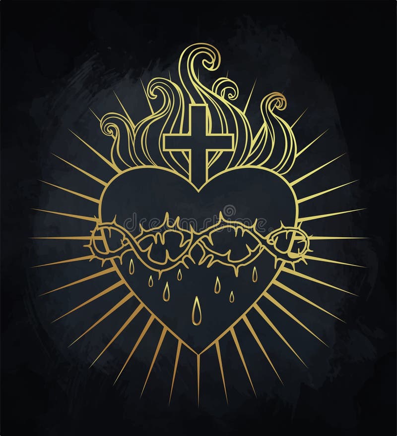 Heiliges Inneres von Jesus Vektorillustration im Gold färbt isolat lizenzfreie abbildung Heiliges Inneres von Jesus Vektorillustration im Gold färbt isolat lizenzfreie abbildung