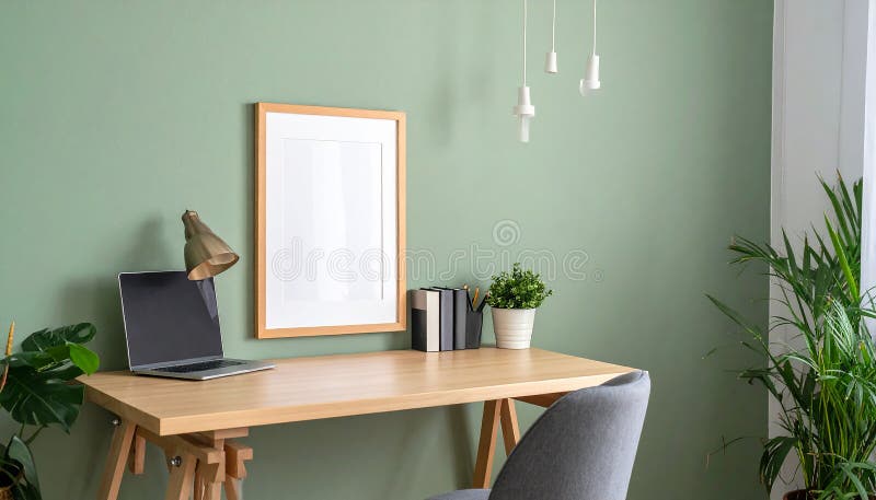 Heimbüro. Heimbüro und Studienecke mit Schreibtisch und Computer aus Holz vektor abbildung