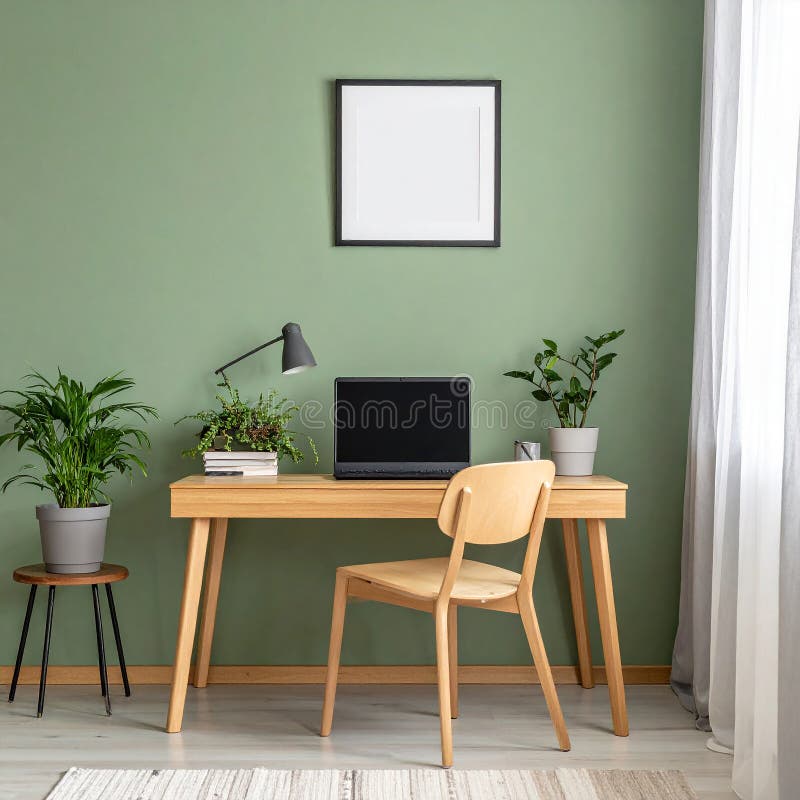 Heimbüro. Heimbüro und Studienecke mit Schreibtisch und Computer aus Holz vektor abbildung