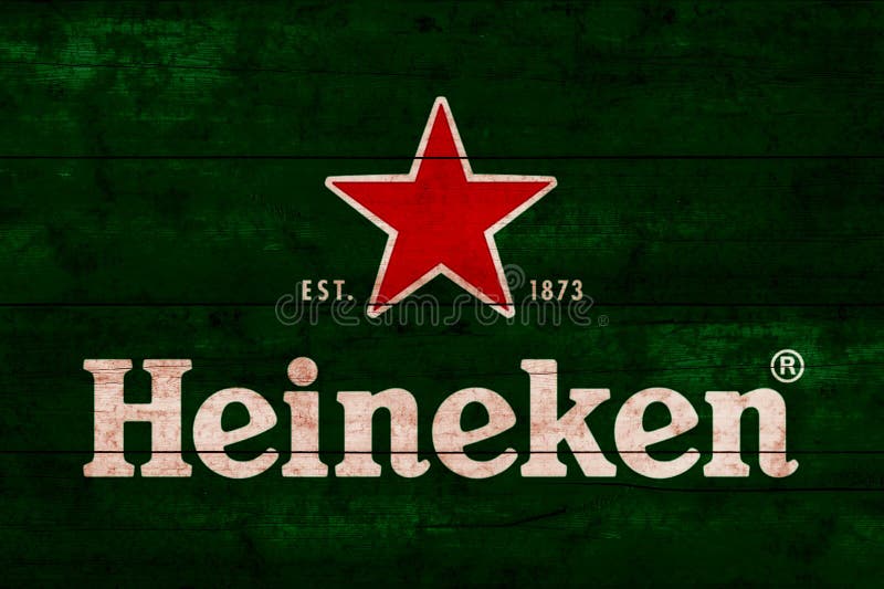 Heineken Sign. Close-up Heineken Logo On Wooden Surface Editorial ...