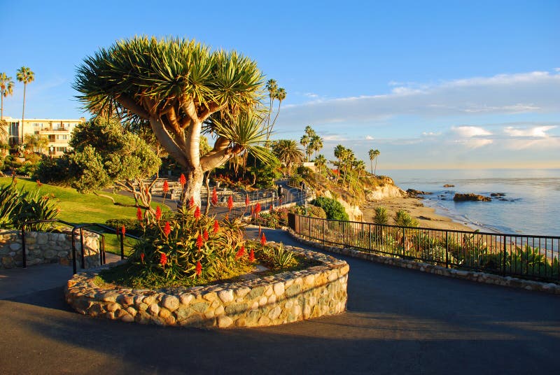 Heisler Park s landscaped walkways above Divers Cove Beach area, Laguna Beach, California.