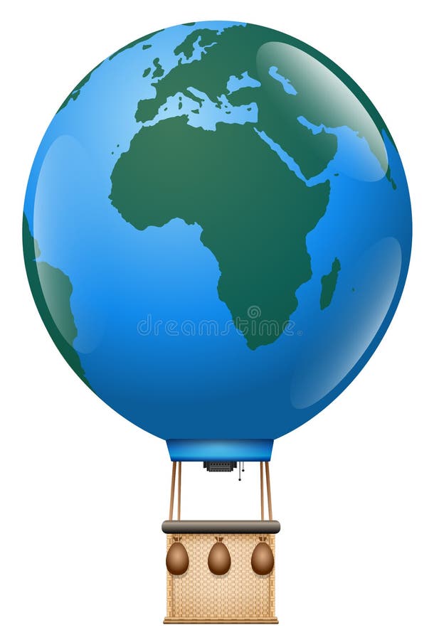 Heißluft-Ballonfahrt-Planeten-Erde Europas Afrika lizenzfreie abbildung Heißluft-Ballonfahrt-Planeten-Erde Europas Afrika lizenzfreie abbildung