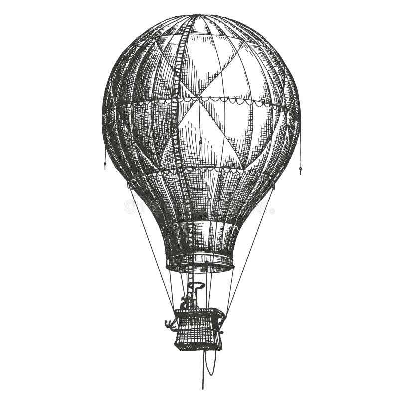 Heißluftballonvektorlogo-Designschablone retro