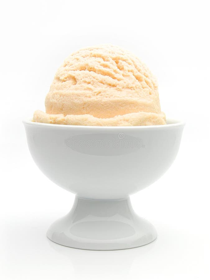 Vanilla ice cream in bowl on white background. Vanilla ice cream in bowl on white background