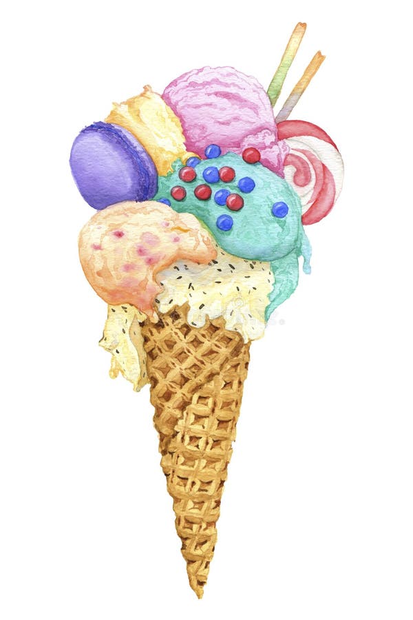 Helado en un cono de la galleta libre illustration Helado en un cono de la galleta libre illustration