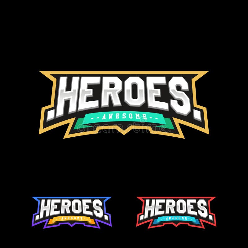 Helden of Superhero-het embleem van de sporttekst royalty-vrije illustratie Helden of Superhero-het embleem van de sporttekst royalty-vrije illustratie