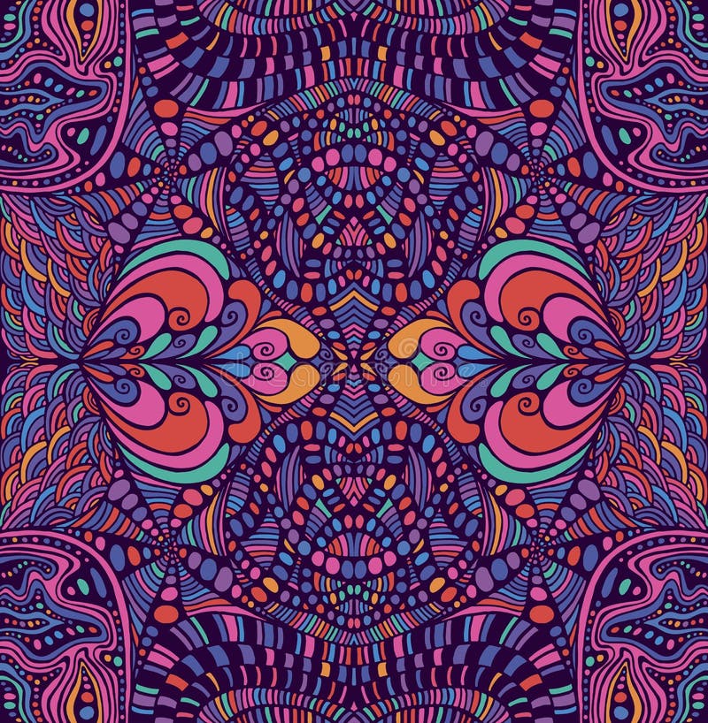 Helder helderziend psychedelisch patroon. door vectorhand getrokken ontwerpstijl