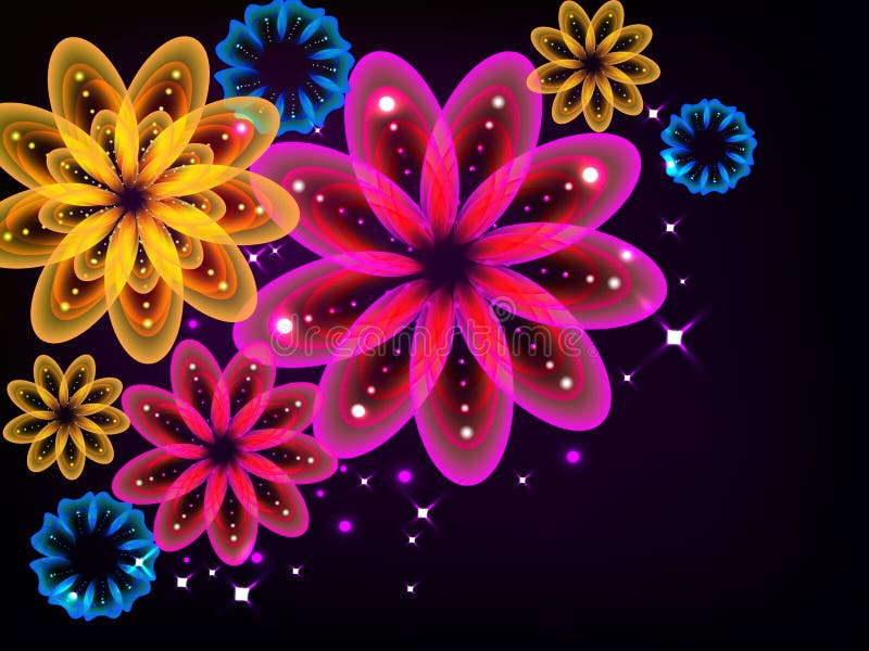 Heldere gloeiende bloemen royalty-vrije illustratie Heldere gloeiende bloemen royalty-vrije illustratie