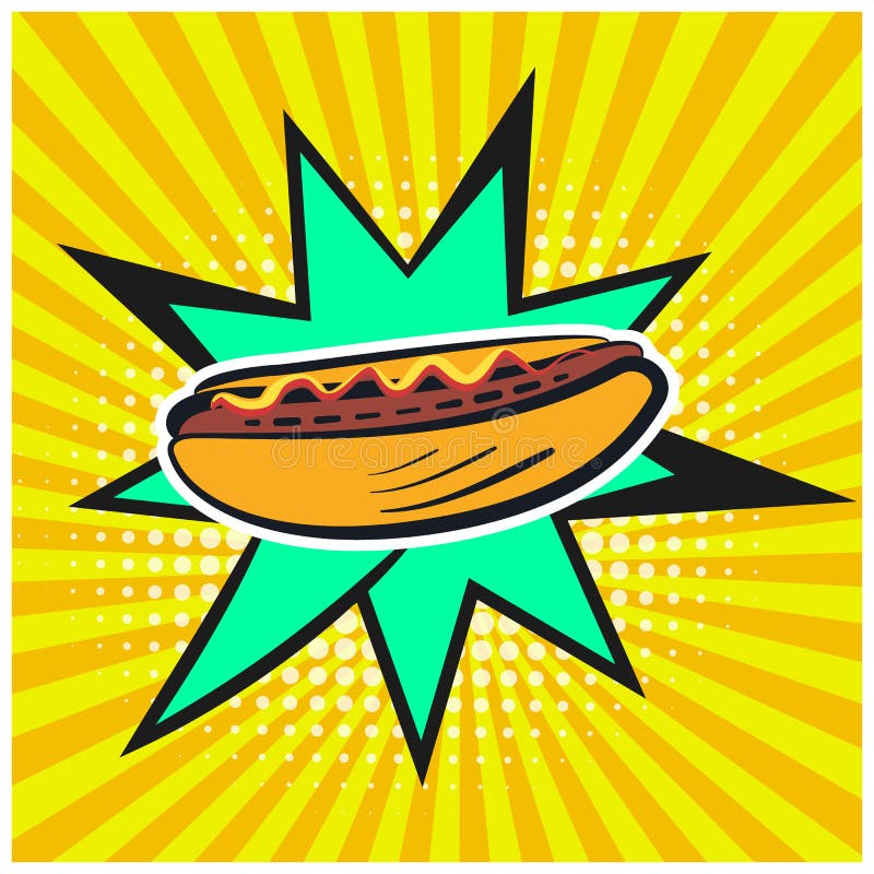 Heldere retro grappige toespraakbel met hotdogsymbool vector illustratie Heldere retro grappige toespraakbel met hotdogsymbool vector illustratie
