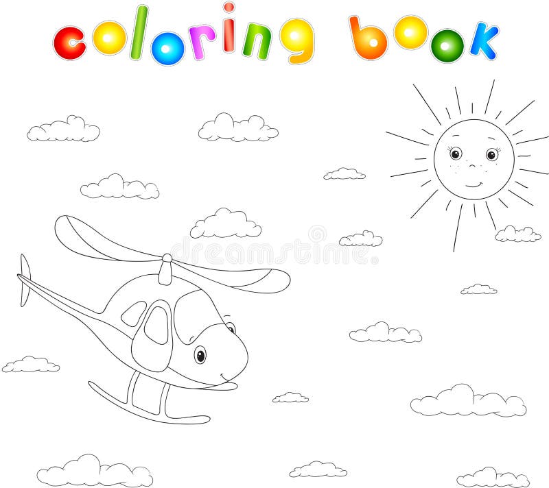 Jogo educativo de colorir engraçado por números com helicóptero de desenho  animado para crianças