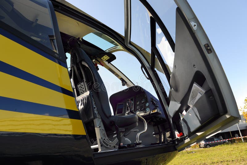 Helicopter cockpit stock photo