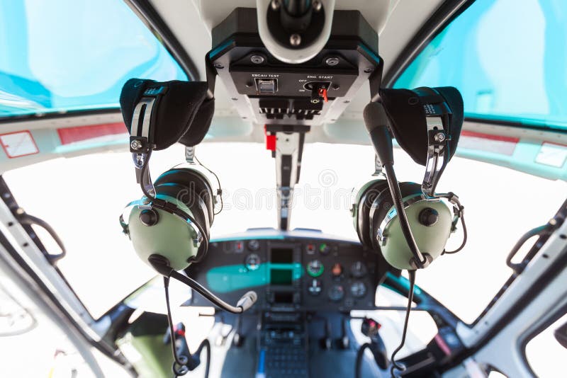 Helicopter cockpit stock image